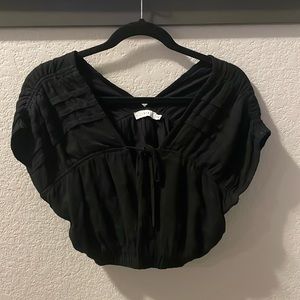 Black crop blouse top